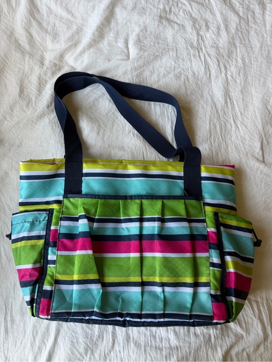 thirty-one Handbags - Thirty-One Gifts Preppy Pop Striped Tote in Lime, Teal, Pink & Navy
